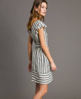 Twinset <br>Abito In Lino A Righe Bicolore