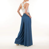 TENSIONE IN <br>Pantalone palazzo elastico e coulisse - jeans