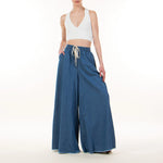 TENSIONE IN <br>Pantalone palazzo elastico e coulisse - jeans