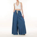 TENSIONE IN <br>Pantalone palazzo elastico e coulisse - jeans