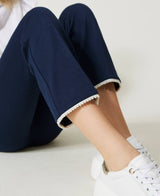 Twinset <br>Pantaloni cropped con perle