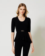 Twinset <br>Maglia seamless con cintura Oval T