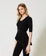 Twinset <br>Maglia seamless con cintura Oval T