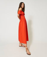 Twinset <br>Abito lungo in popeline con cut-out