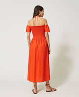 Twinset <br>Abito lungo in popeline con cut-out