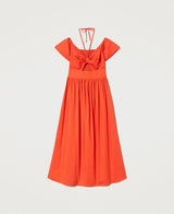 Twinset <br>Abito lungo in popeline con cut-out