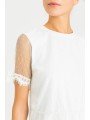 Twinset <br>Abito plumetis e pizzo