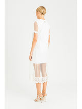Twinset <br>Abito plumetis e pizzo