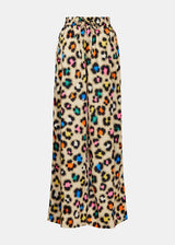 Essentiel Antwerp <br>Pantaloni beige a gamba larga con stampa leopardata multicolor
