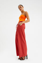 Compañía Fantástica <br>Pantaloni lunghi con gamba dritta di colore mattone