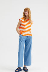 Compañía Fantástica <br>T-shirt basic con fantasia a righe e ricamo di gamberetti