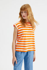 Compañía Fantástica <br>T-shirt basic con fantasia a righe e ricamo di gamberetti